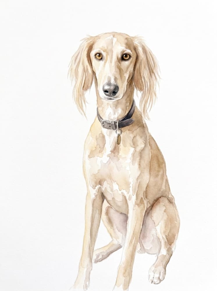 Saba the dog as a Fine-art Watercolour pet portrait